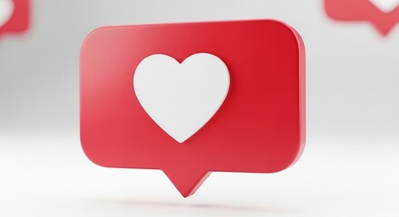 Red Heart Icon 3D Like Button for Social Media Engagement