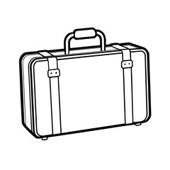 a line art drawing of a suitcase illustration on white background 