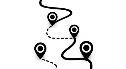 Obraz premium Route Planning, Journey Map, Destination Markers, GPS Navigation, Pathfinding, Location Tracking, Trip Planner, Itinerary Design, 