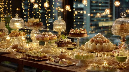 Fototapeta premium Elegant dessert display with a variety of treats.