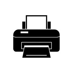 Printer simple icon on transparent background silhouette