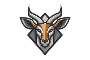 Geometric gazelle head with curved horns displaying a light color scheme and clean sharp lines