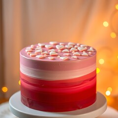 Elegant Ombre Valentine Cake with Heart Decorations