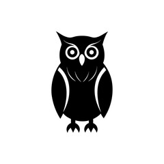 Simple owl silhouette on transparent background
