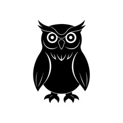 Silhouette of an owl on transparent background