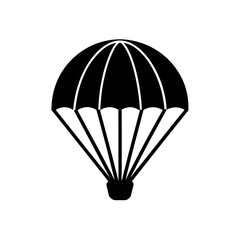Simple parachute icon on transparent background silhouette