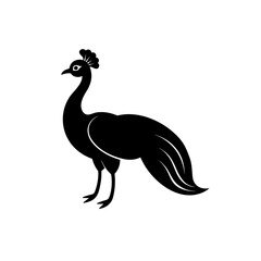 Silhouette of peacock on transparent background