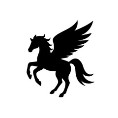 Pegasus black silhouette on transparent background