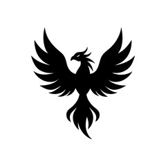 Phoenix bird soaring on transparent background silhouette