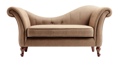 Elegant Upholstered Chaise Lounge in Side View on Transparent Background