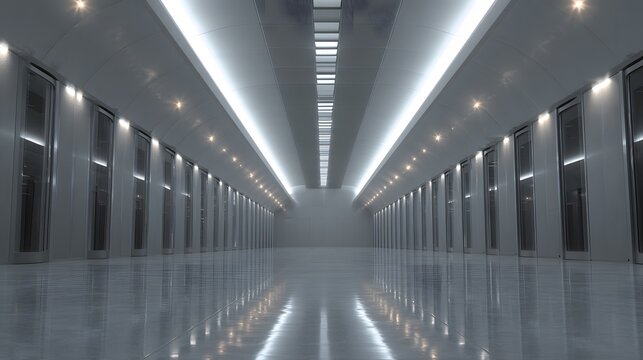 Modern, minimalist server room interior. - Powered by Adobe