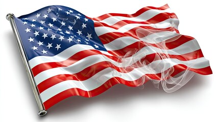 Obraz premium American flag waving, smoke billowing