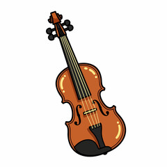 Fototapeta premium Vector SVG Illustration of a Classical Violin in Modern Flat Design with Warm Brown and Black Colors for Web and Digital Media