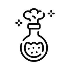 A line style icon depicting chemical reaction process