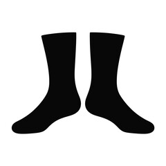 Pair of black crew socks on white background