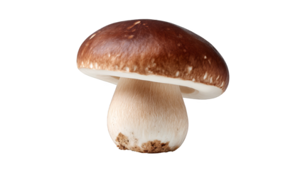 Detailed macro photograph of a solitary wild mushroom with a distinctive cap and stem set against the vibrant intersecting lines of a traditional tartan plaid textile background.
