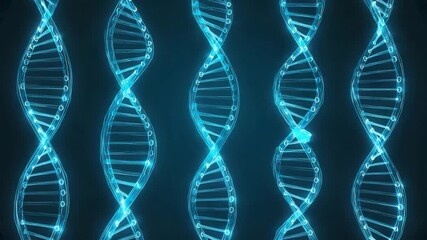 Glowing Blue DNA Double Helix Structure in Futuristic Scientific Visualization - Powered by Adobe