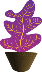 Colorful Abstract Leaf Plant in Pot – Modern Illustration