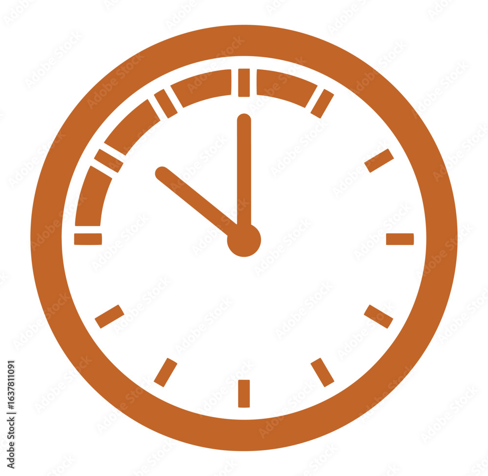 Poster simple brown clock icon indicating time management deadlines and punctuality concepts