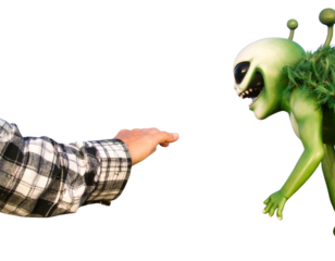Funny Green Alien Monster PNG Transparent