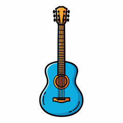 Obraz premium Vector SVG Illustration of Acoustic Guitar in Flat Design Style with Blue Body and Brown Neck and Headstock for Music Branding