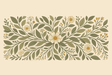 Elegant botanical border illustration featuring eucalyptus leaves and chamomile flowers in soft green and yellow tones, perfect for invitations, stationery, and decorative design projects