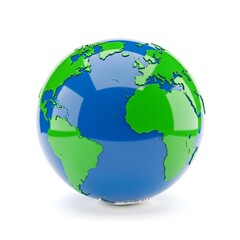 Global concept of the world in vibrant blue and green colors on white background