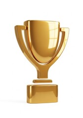 Shiny golden trophy celebrating achievement and success on a clean white background