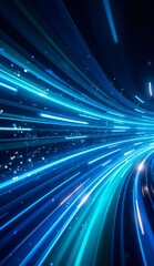 Fototapeta premium Dynamic Blue Light Streams Converging in a Futuristic Tunnel