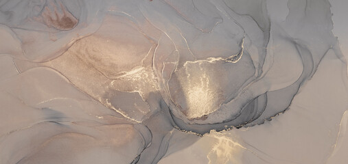 Abstract texture painting beige and grey neutral toned and golden splashes.