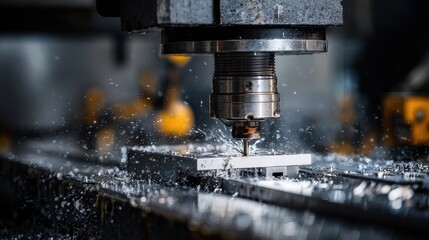 Beautiful photo of machine is in the process of cutting metal. Concept of precision and focus, as the machine is working to create a specific shape or design\.
