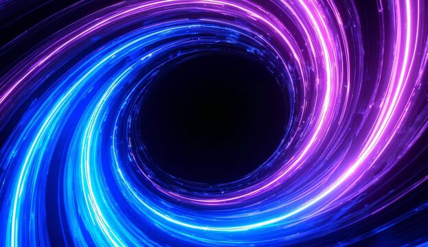 Vibrant Spiral of Blue and Purple Light Trails