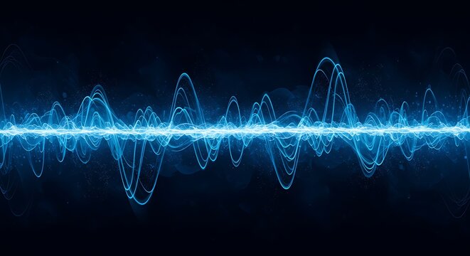 Blue Digital Waveform on Dark Background
