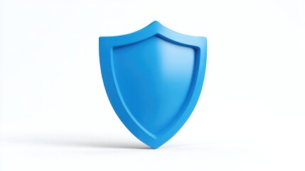 Beautiful photo of blue shield symbol representing protection isolated on white background.