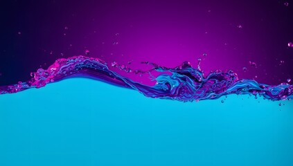 Vibrant High-Speed Liquid Splash with Purple, Blue, and Pink Wave
