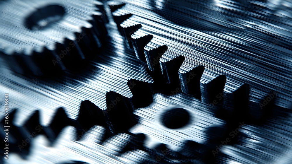Poster close-up view of interlocking gears.