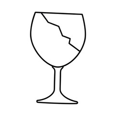 broken wine glass outline vector on white background 
