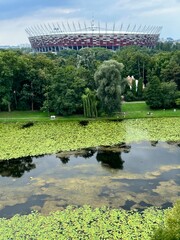 Park w tle Stadion Narodowy Warszawa