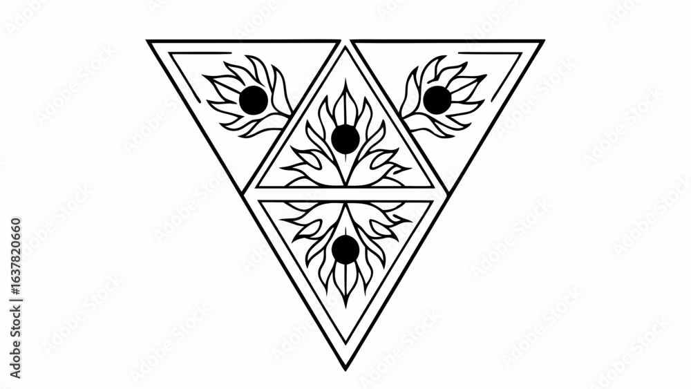 Aufkleber vector floral geometric design featuring layered triangular shapes with intricate patterns