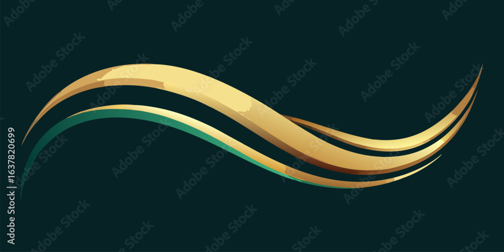 Poster elegant abstract swirling design with smooth gradients transitioning between luxurious gold and rich