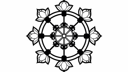 Vector Double lotus wheel design centered in harmonious arrangement evokes tranquility and balance