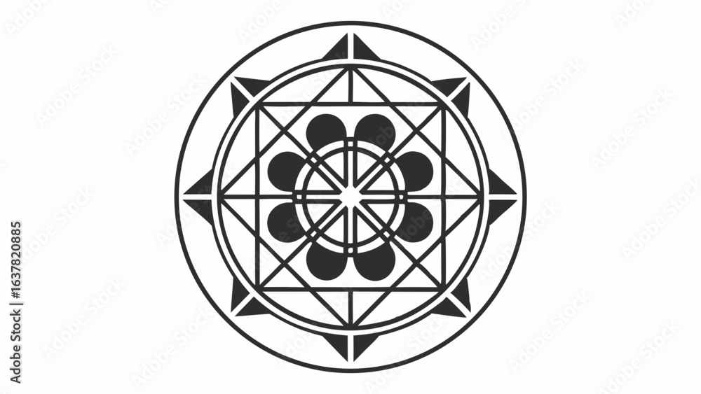 Aufkleber vector intricate mandala design featuring interlocking circles and geometric patterns, radiating