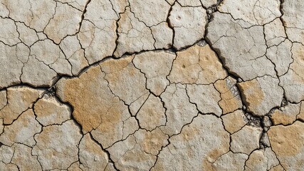 Fototapeta premium Dry cracked earth pattern shows the effects of drought or extreme temperatures on the soil surface layer