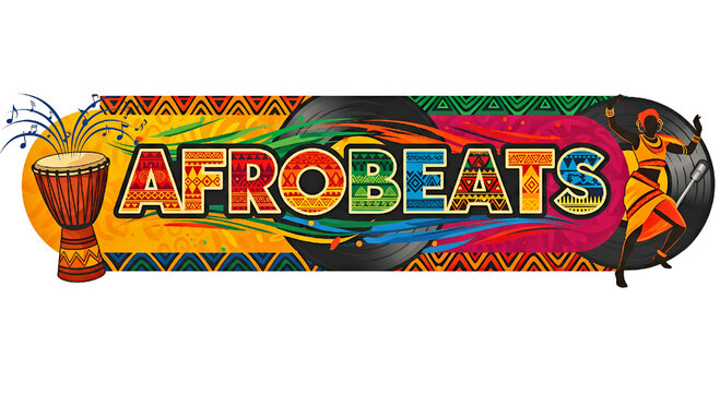 Afrobeats Logo with Elements of African Music ,Cultural References,Ngoma Drums,Traditional Dancing