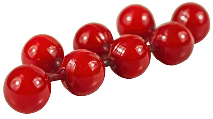 Red spherical molecules arranged in a linear fashion illustrating a chemical structure on a white background