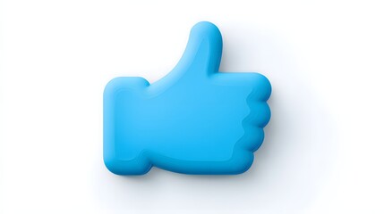 Obraz premium Three-dimensional light blue thumbs up icon.