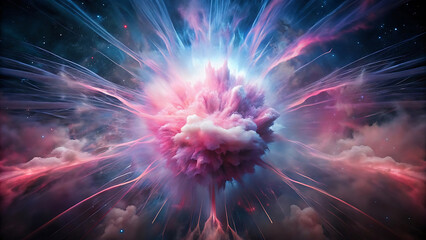Artistic rendering of pink aura cloud expanding in dark sky