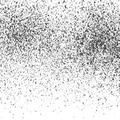 Vintage dirt overlay with ink grain effect on white textured background. Rough grunge overlay with ink spray and dust grain particle texture. 