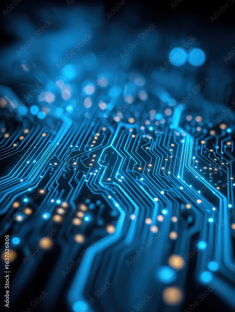 Aufkleber abstract glowing circuit board design: high-tech innovation and technological advancement visual for