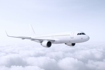 Obraz premium Commercial Airplane Flying Above the Clouds on a Bright Sunny Day - Transportation and Aviation